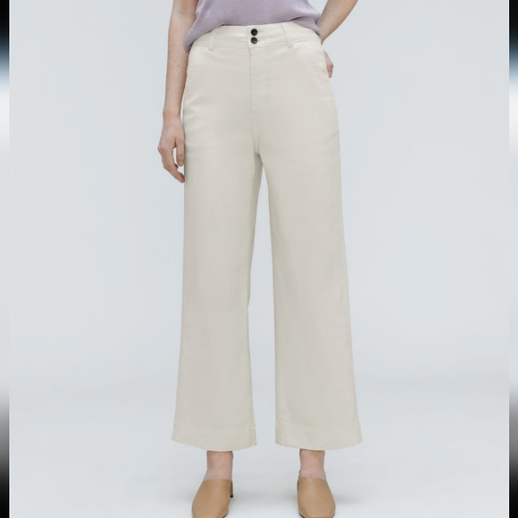 Everlane Cream Wide-Leg Trousers - Picture 1 of 3